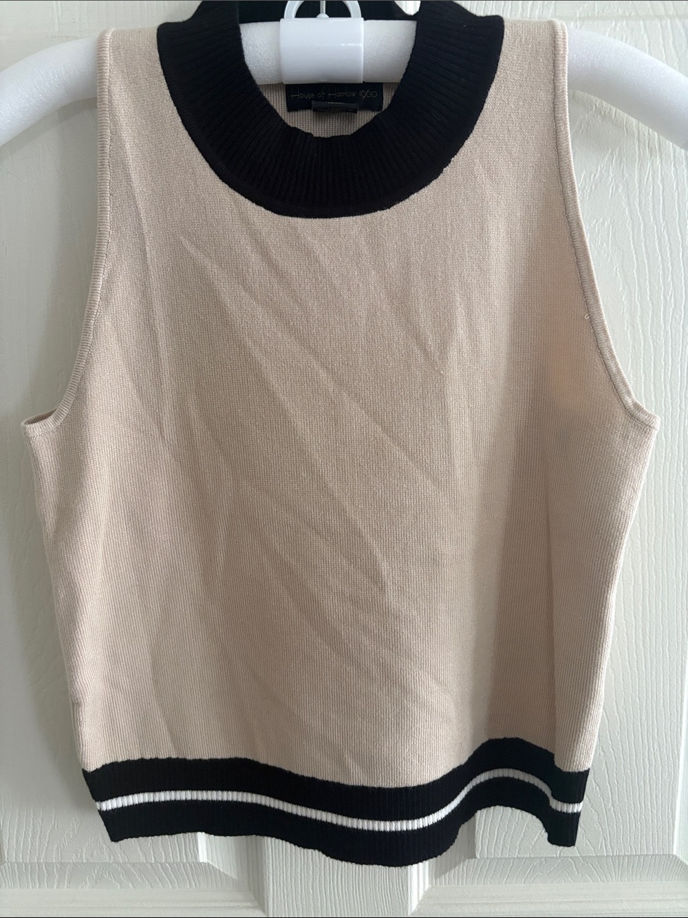 House of Harlow 1960 Beige Sweater with Black Trim
